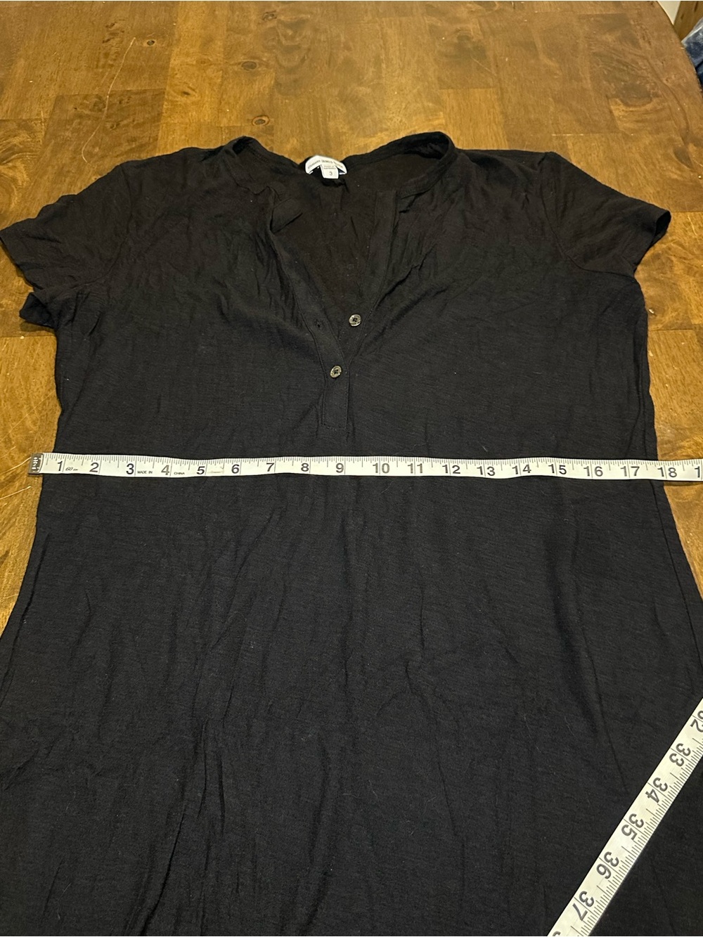 James Perse Black Short-Sleeve Midi Button Dress Large - Picture 5 of 6